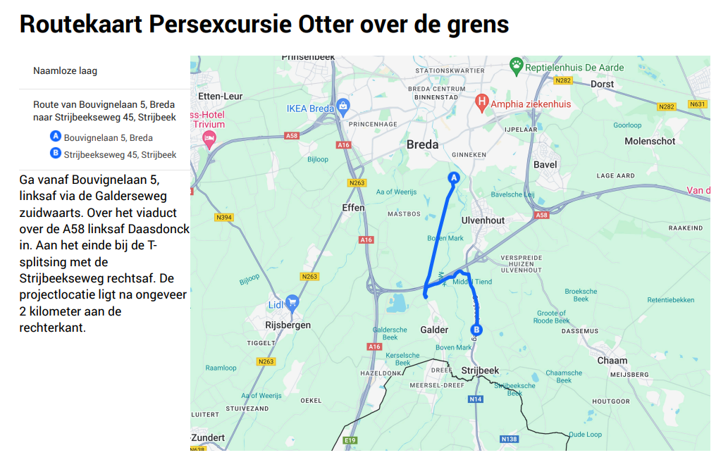 Route project Otter over de grens
