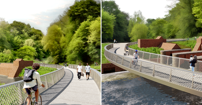 3D-render brug over de Grote Steunbeer in Diest